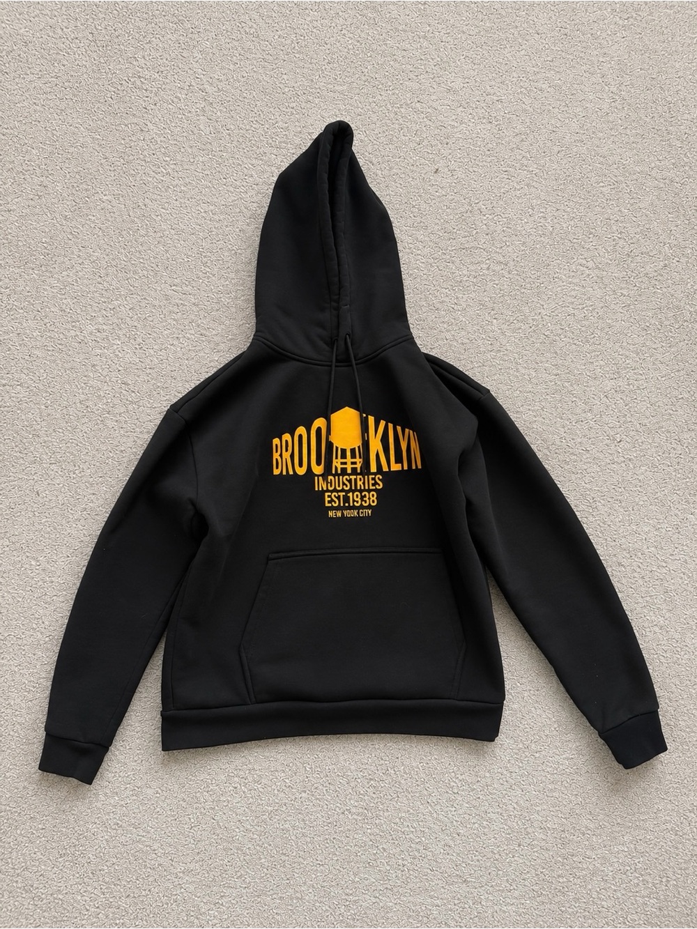 Brooklyn Industries Black Hoodie with Yellow Logo